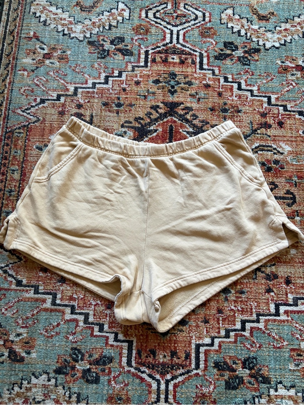 aerie Yellow Terry Elastic Waist Shorts